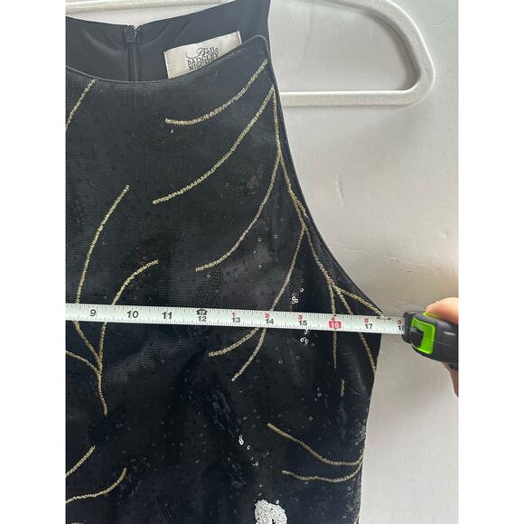 Belle Badgley Mischka Dress Gown Size 14 Black Sequin Wedding Formal Cocktail - Picture 13 of 14